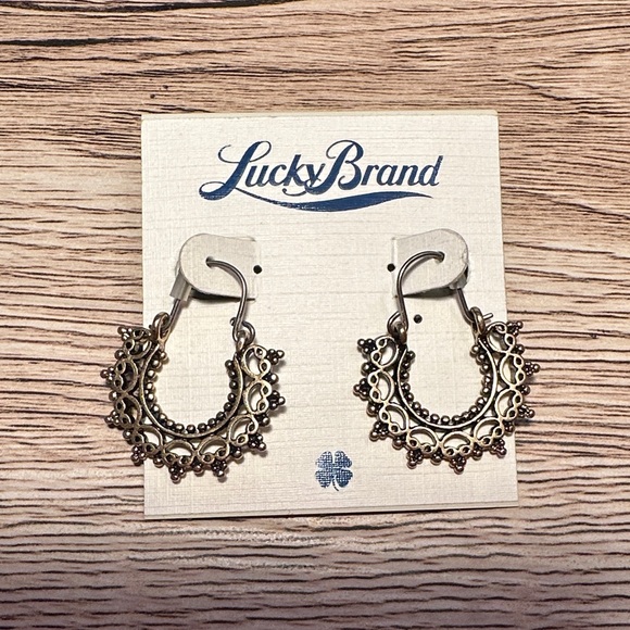 Lucky Brand Jewelry - NWT. Lucky Brand Gold-Tone Filigree Textured Hoop Earrings